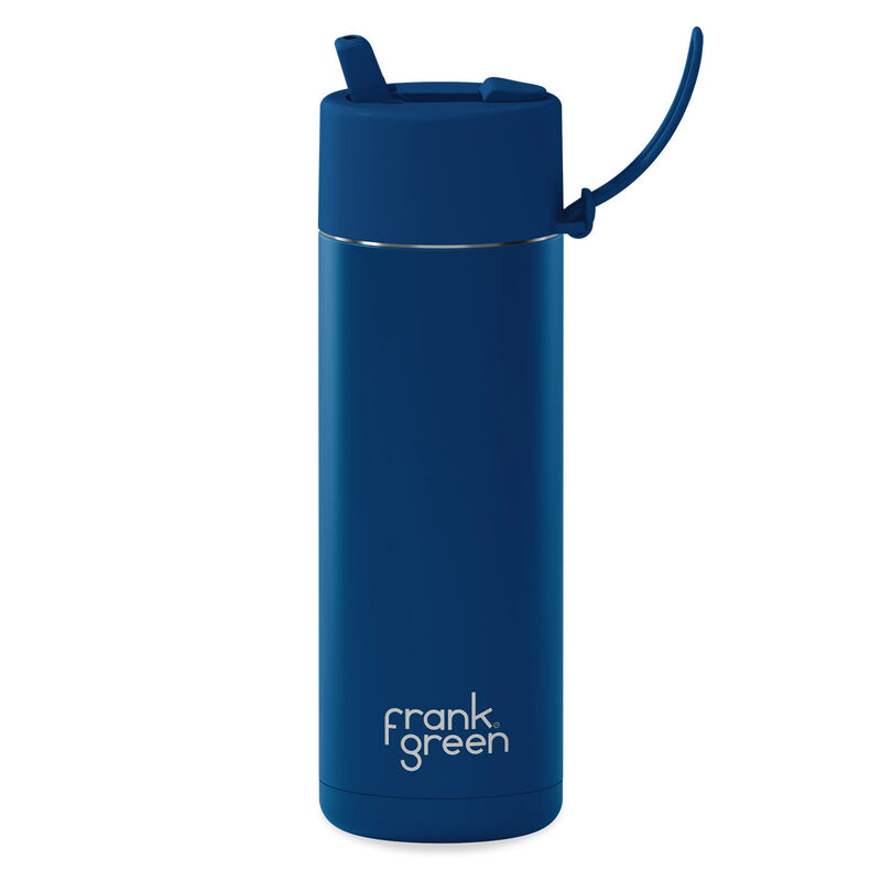 frank green 20oz Ceramic Bottle with Flip Straw Lid Deep Ocean image number 0